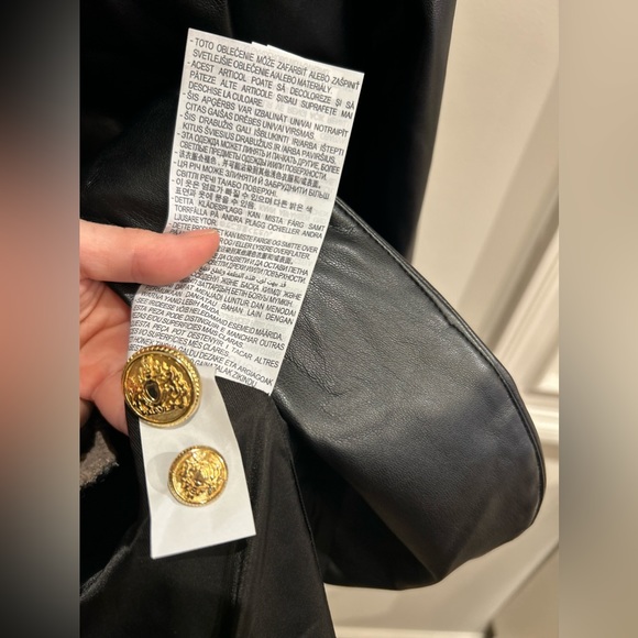 Zara Black Faux Leather Blazer Jacket - Picture 6 of 9